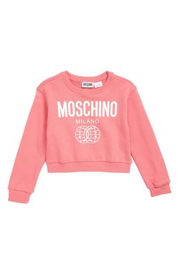 Moschino Kids' x Smiley® Double Smiley Stretch Cotton Graphic Sweatshirt in 51047 Candy Pink