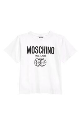 Moschino Kids' x Smiley® Double Smiley Stretch Cotton Graphic Tee in 10101 Optic White