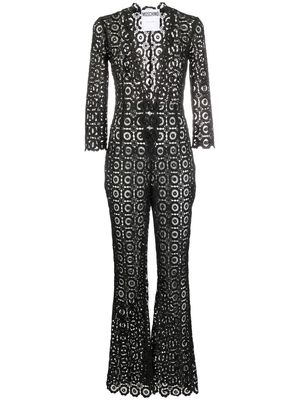 Moschino lace-pattern sheer jumpsuit - Black