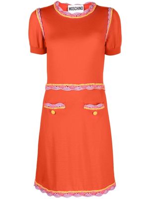Moschino lace-trim knitted dress - Orange