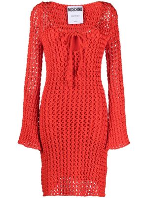 Moschino lace-up crochet dress - Red