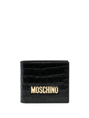 Moschino leather logo-lettering wallet - Black