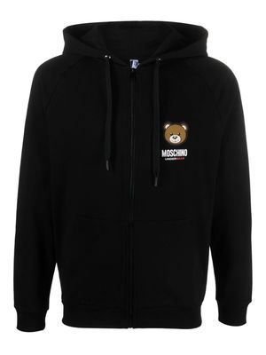 Moschino Leo Teddy-print hoodie - Black