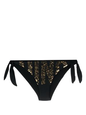 Moschino leopard logo-jacquard bikini bottoms - Black