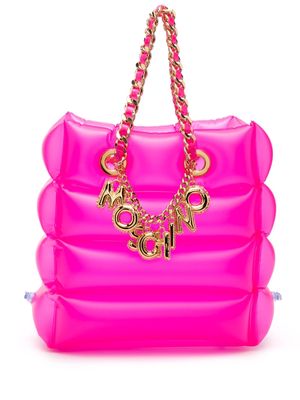 Moschino lettering-charm inflatable tote bag - Pink