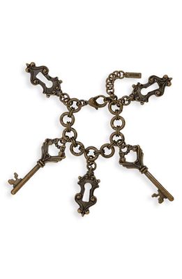 Moschino Lock & Key Charm Bracelet in Old Looking Gold