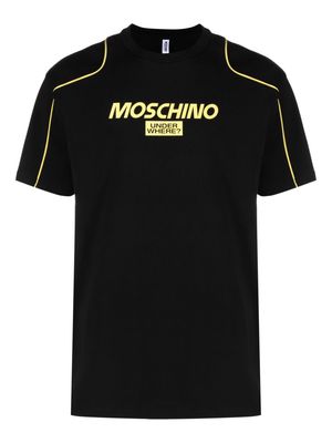 Moschino logo-appliqué contrasting-trim T-shirt - Black