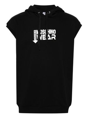 Moschino logo-appliqué cotton hoodie - Black