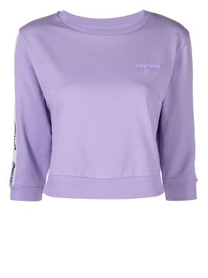 Moschino logo-appliqué cropped sweater - Purple