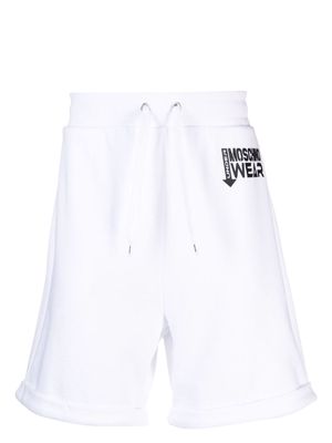 Moschino logo-appliqué drawstring-waist cotton shorts - White
