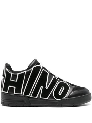 Moschino logo-appliqué leather sneakers - Black