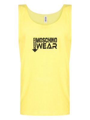 Moschino logo-appliqué mesh tank top - Yellow
