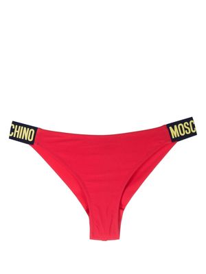 Moschino logo-band bikini bottoms - Red