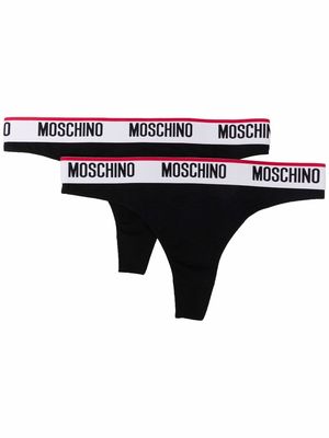 Moschino logo band thongs pack of 2 - Black