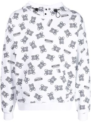 Moschino logo bear-print hoodie - White