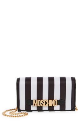 Moschino Logo Belt Stripe Nylon Shoulder Bag in Fantasy Print Only One Color