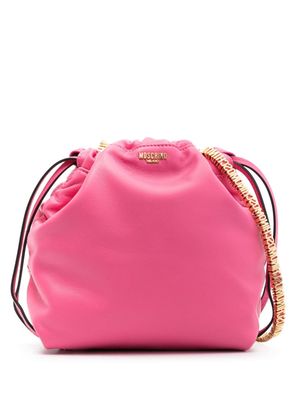 Moschino logo-chain leather shoulder bag - Pink