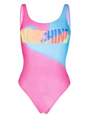 Moschino logo colour-block swimsuit - Pink