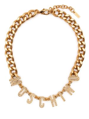 Moschino logo crystal-embellished chain necklace - Gold