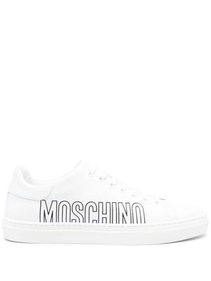 Moschino logo-debossed leather sneakers - White