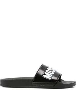 Moschino logo-debossed open-toe slides - Black