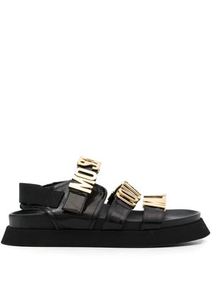 Moschino logo-detail leather sandals - Black