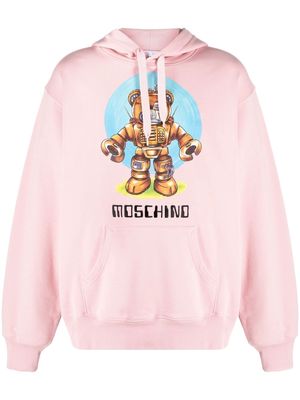 Moschino logo drawstring hoodie - Pink