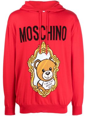 Moschino logo drawstring hoodie - Red