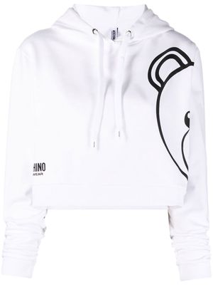 Moschino logo drawstring hoodie - White
