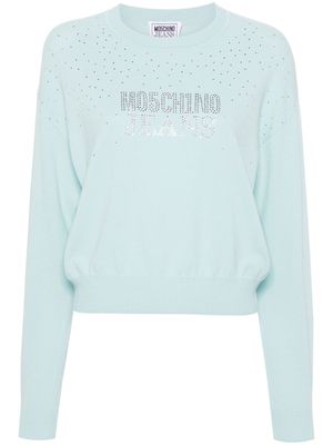 Moschino logo-embellished crew-neck jumper - Blue