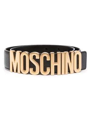 Moschino logo-embellished leather belt - Black