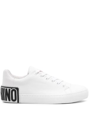 Moschino logo-embellished leather sneakers - White