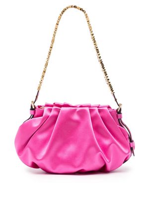 Moschino logo-embellished satin shoulder bag - Pink