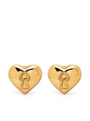 Moschino logo-embossed heart-motif earring - Gold