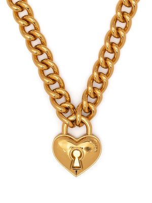 Moschino logo-embossed heart-pendant necklace - Gold