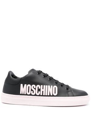 Moschino logo-embossed leather sneakers - Black