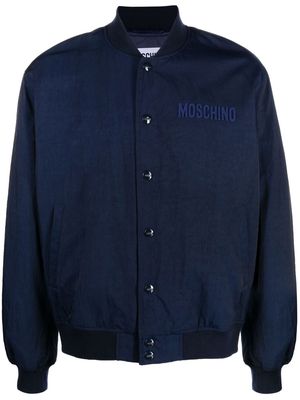 Moschino logo-embroidered bomber jacket - Blue