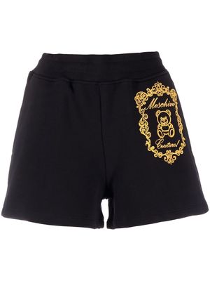 Moschino logo-embroidered cotton shorts - Black