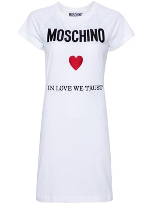 Moschino logo-embroidered cotton T-shirt dress - White