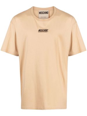 Moschino logo-embroidered cotton T-shirt - Neutrals