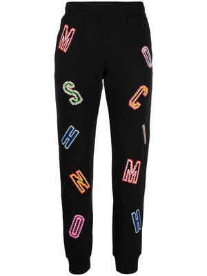 Moschino logo-embroidered cotton track pants - Black
