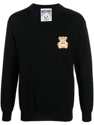 Moschino logo embroidered jumper - Black