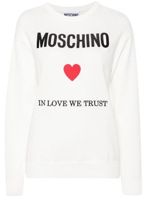 Moschino logo-embroidered jumper - White