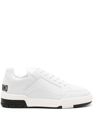 Moschino logo-embroidered leather sneakers - White