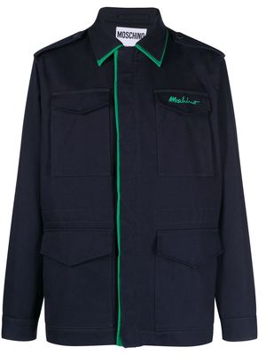 Moschino logo-embroidered safari jacket - Blue