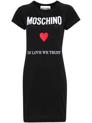Moschino logo-embroidered short T-shirt dress - Black