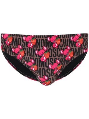Moschino logo embroidered swim trunks - Brown