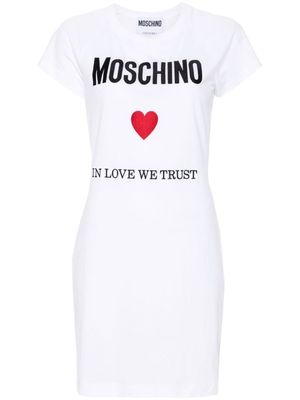 Moschino logo-embroidered T-shirt dress - White
