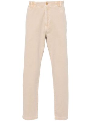 Moschino logo-embroidered tapered trousers - Neutrals