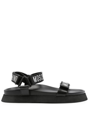 Moschino logo-embroidered touch-strap sandals - Black